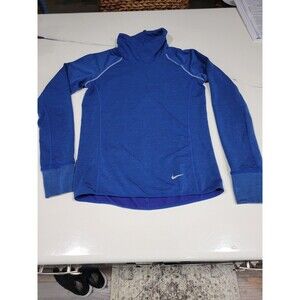 Nike Shirt Women's XS Blue Dri-Fit Sprint Athlete Stretch Funnel Neck Running b4